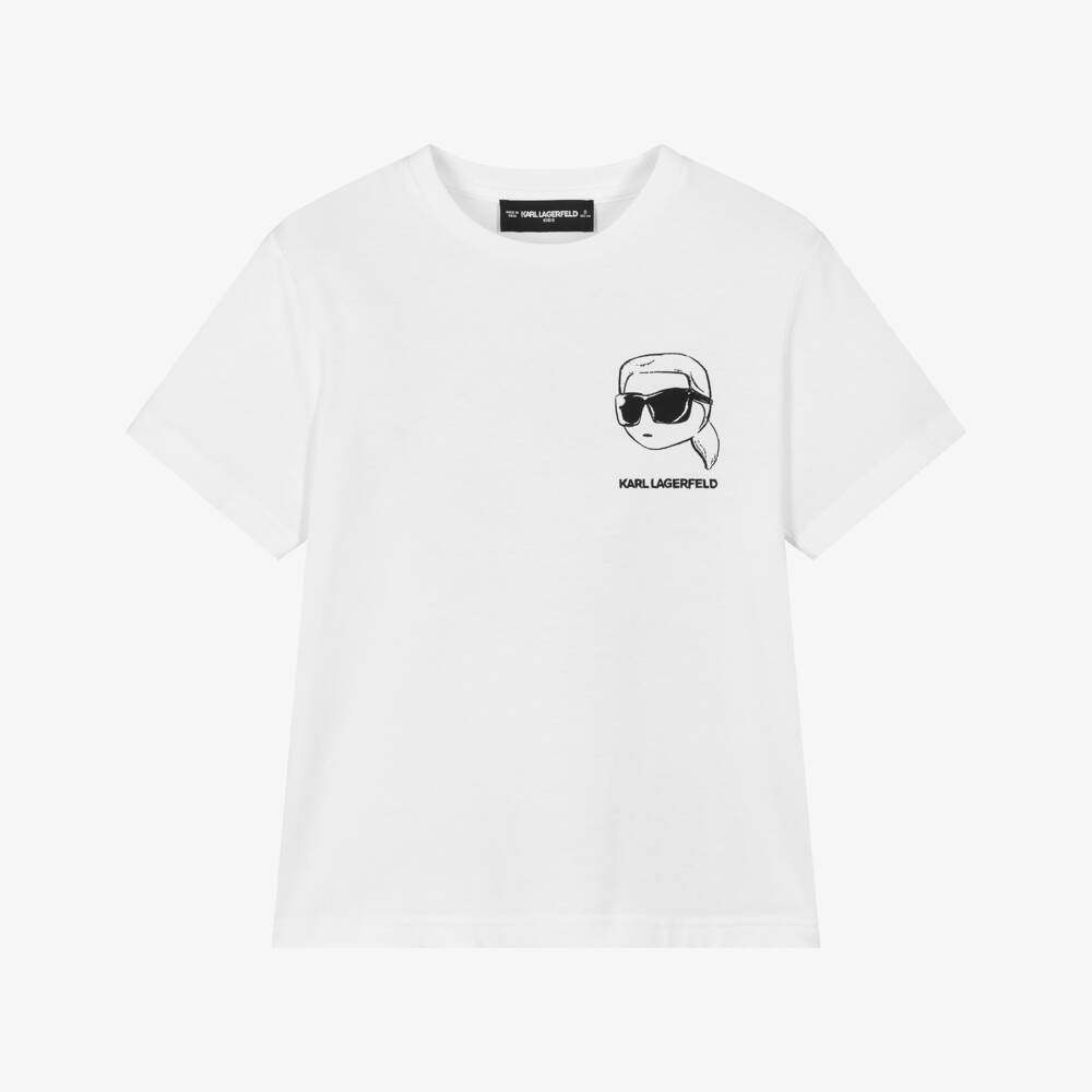 KARL LAGERFELD KIDS-White Karl New Ikonik SS T-Shirt | Childrensalon Outlet