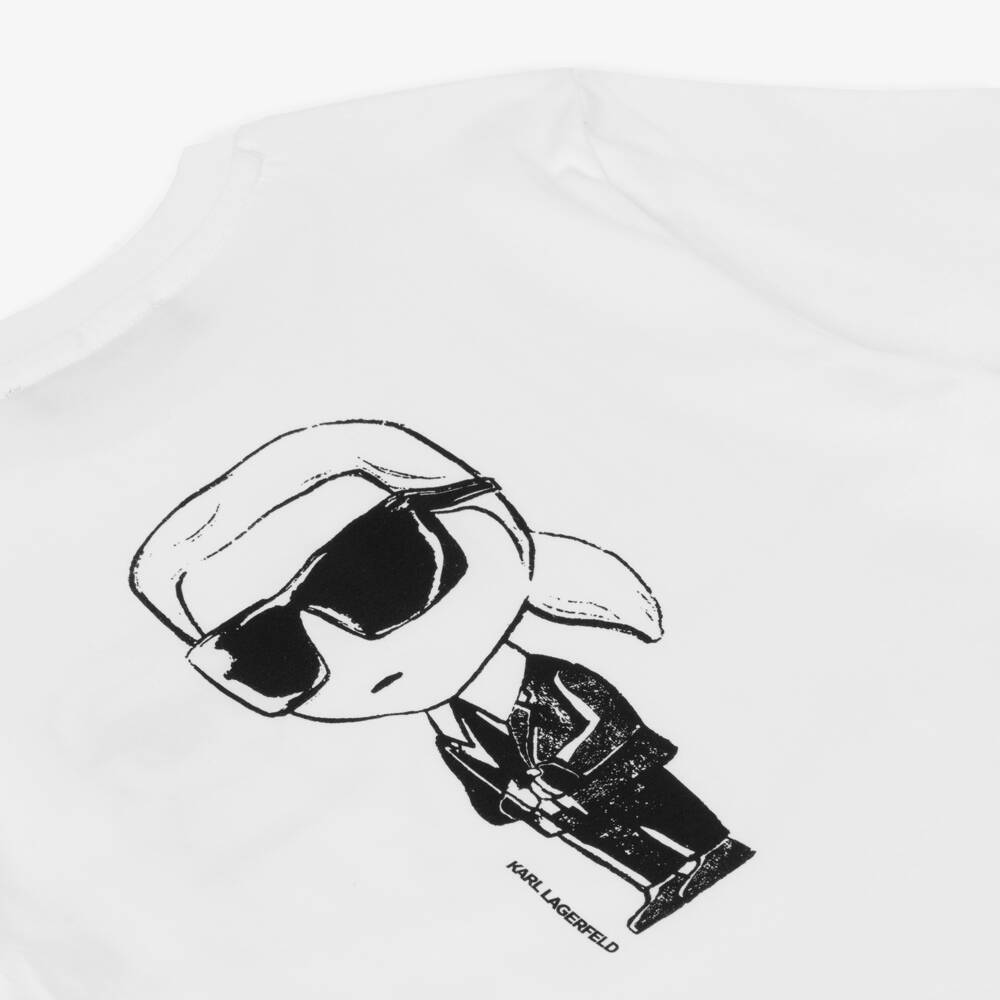 KARL LAGERFELD KIDS-White Karl New Ikonik SS T-Shirt | Childrensalon Outlet