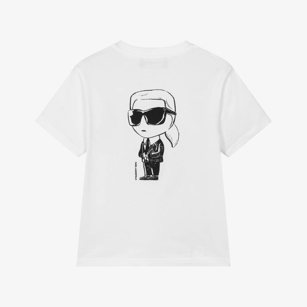 KARL LAGERFELD KIDS-White Karl New Ikonik SS T-Shirt | Childrensalon Outlet