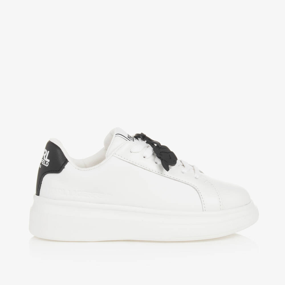 KARL LAGERFELD KIDS-White Leather Lace-Up Trainers | Childrensalon Outlet