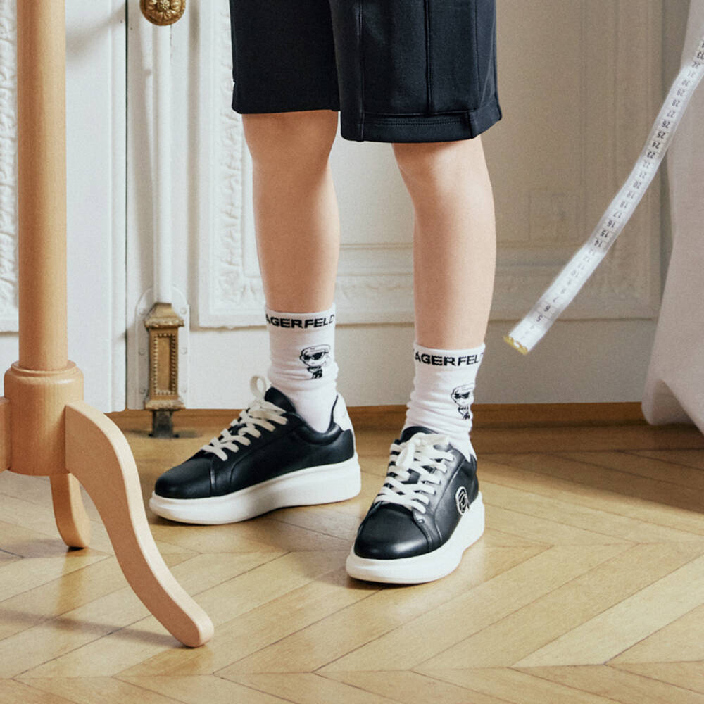 KARL LAGERFELD KIDS-White Logo High Socks | Childrensalon Outlet