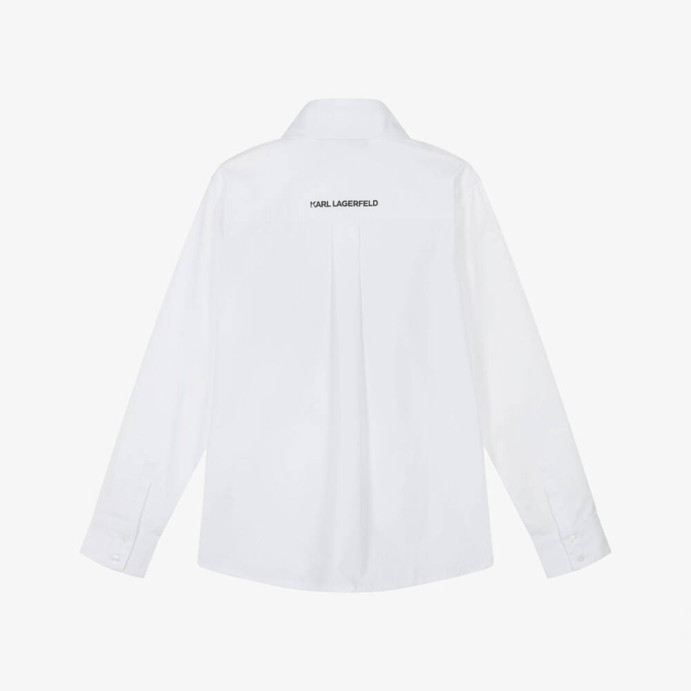 KARL LAGERFELD KIDS-White Logo LS Shirt | Childrensalon Outlet