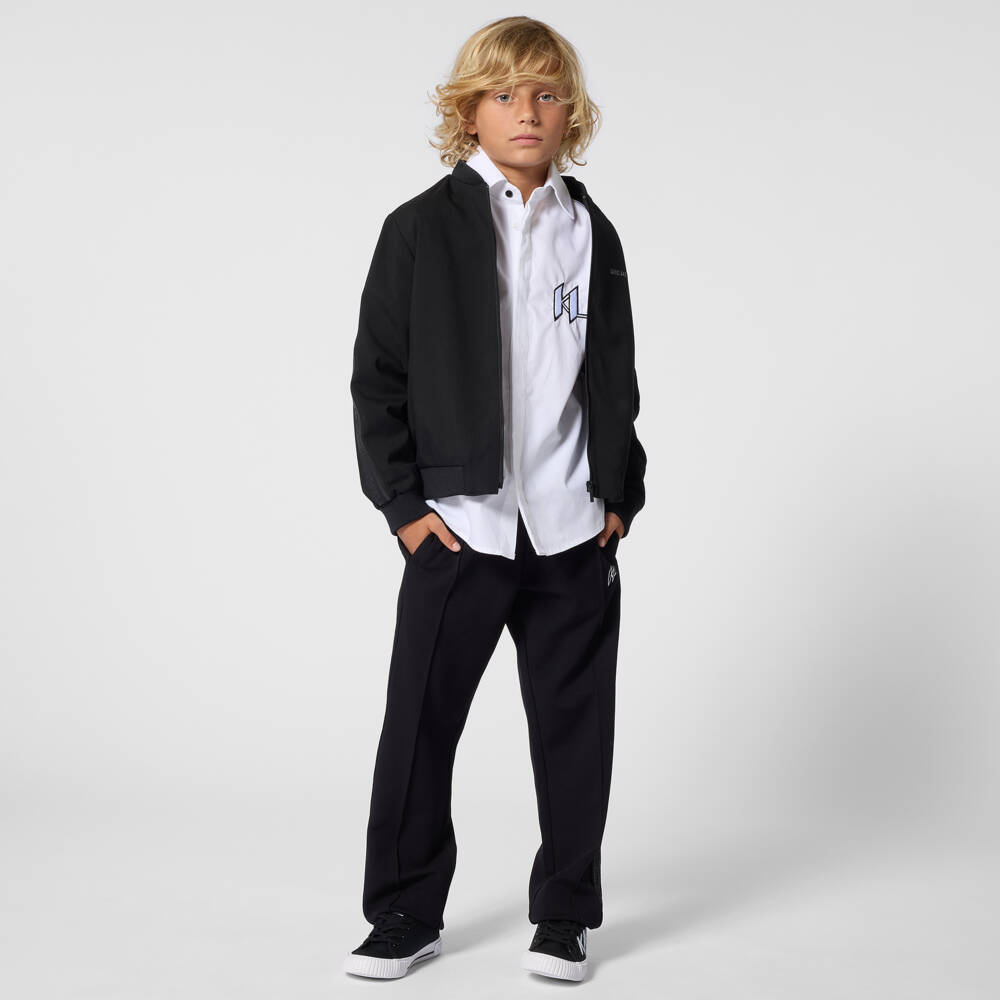 KARL LAGERFELD KIDS-White Logo LS Shirt | Childrensalon Outlet