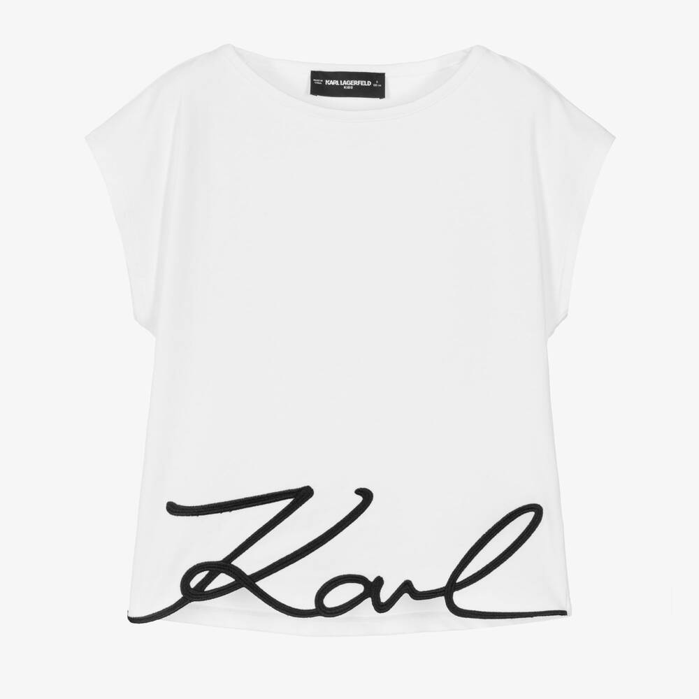 KARL LAGERFELD KIDS-White Logo SS T-Shirt | Childrensalon Outlet