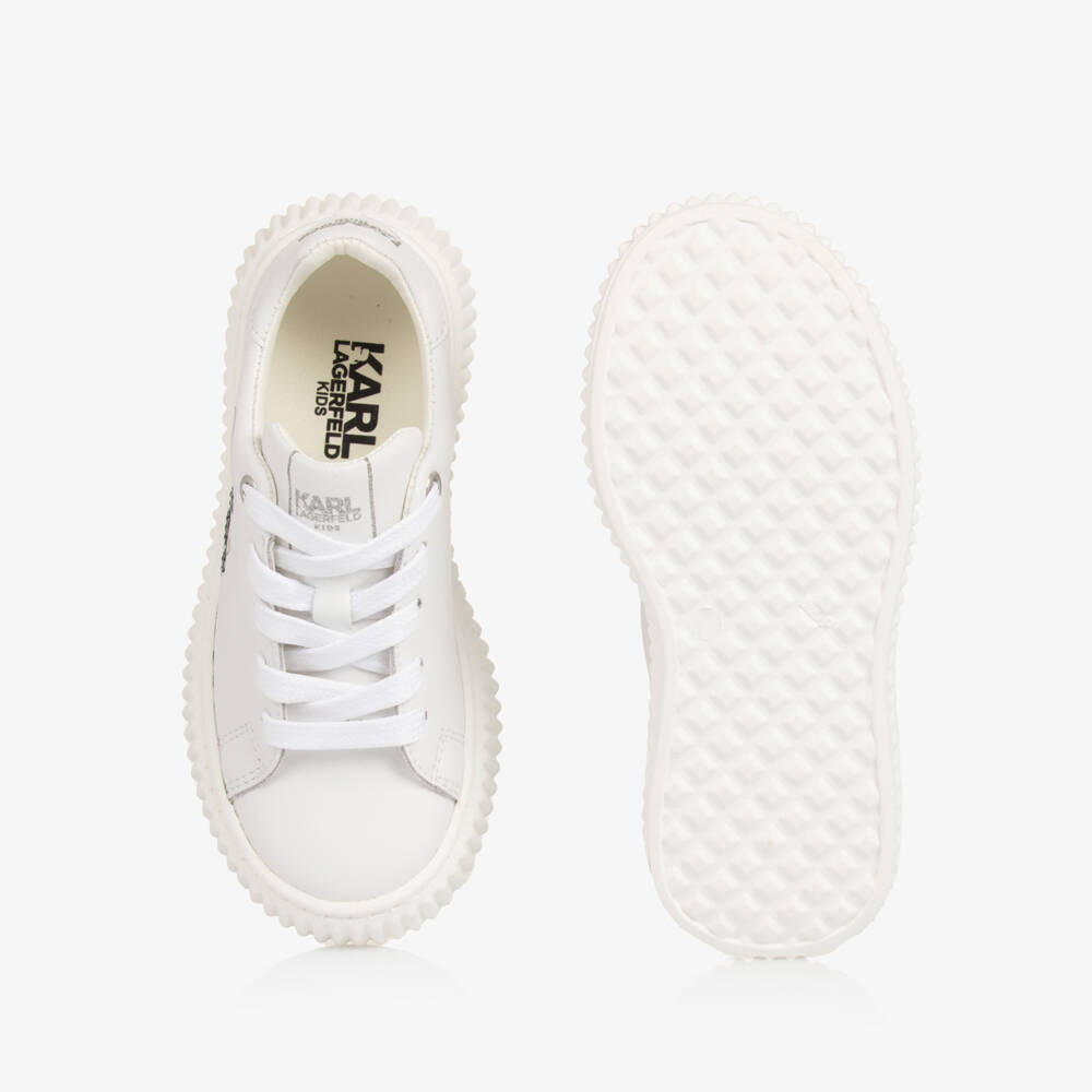 KARL LAGERFELD KIDS-White Luxurious Leather Sneakers for Girls | Childrensalon Outlet