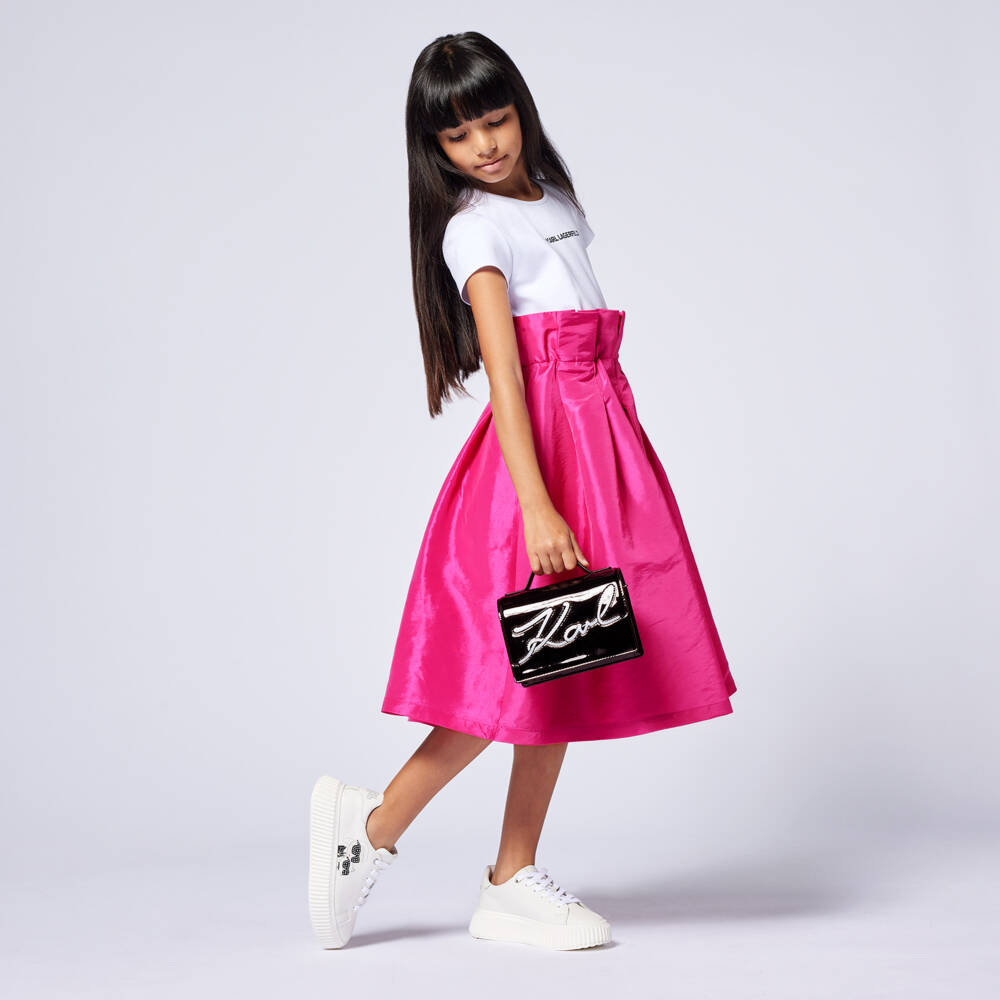 KARL LAGERFELD KIDS-White Luxurious Leather Sneakers for Girls | Childrensalon Outlet