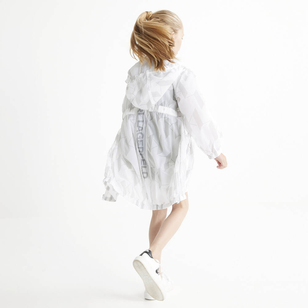 KARL LAGERFELD KIDS-White Monogram Hooded Coat | Childrensalon Outlet