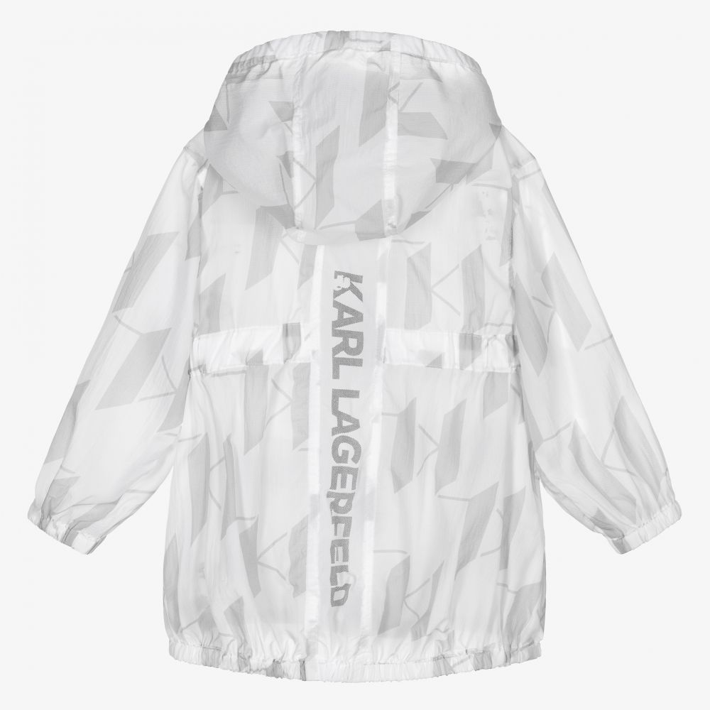 KARL LAGERFELD KIDS-White Monogram Hooded Coat | Childrensalon Outlet