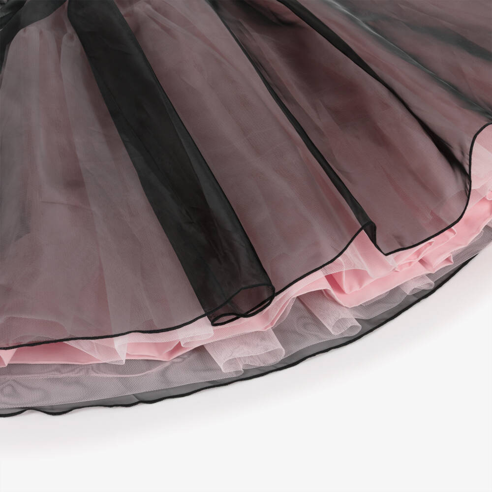 KARL LAGERFELD KIDS-White & Pink Bi-material Organza Ss Dress | Childrensalon Outlet