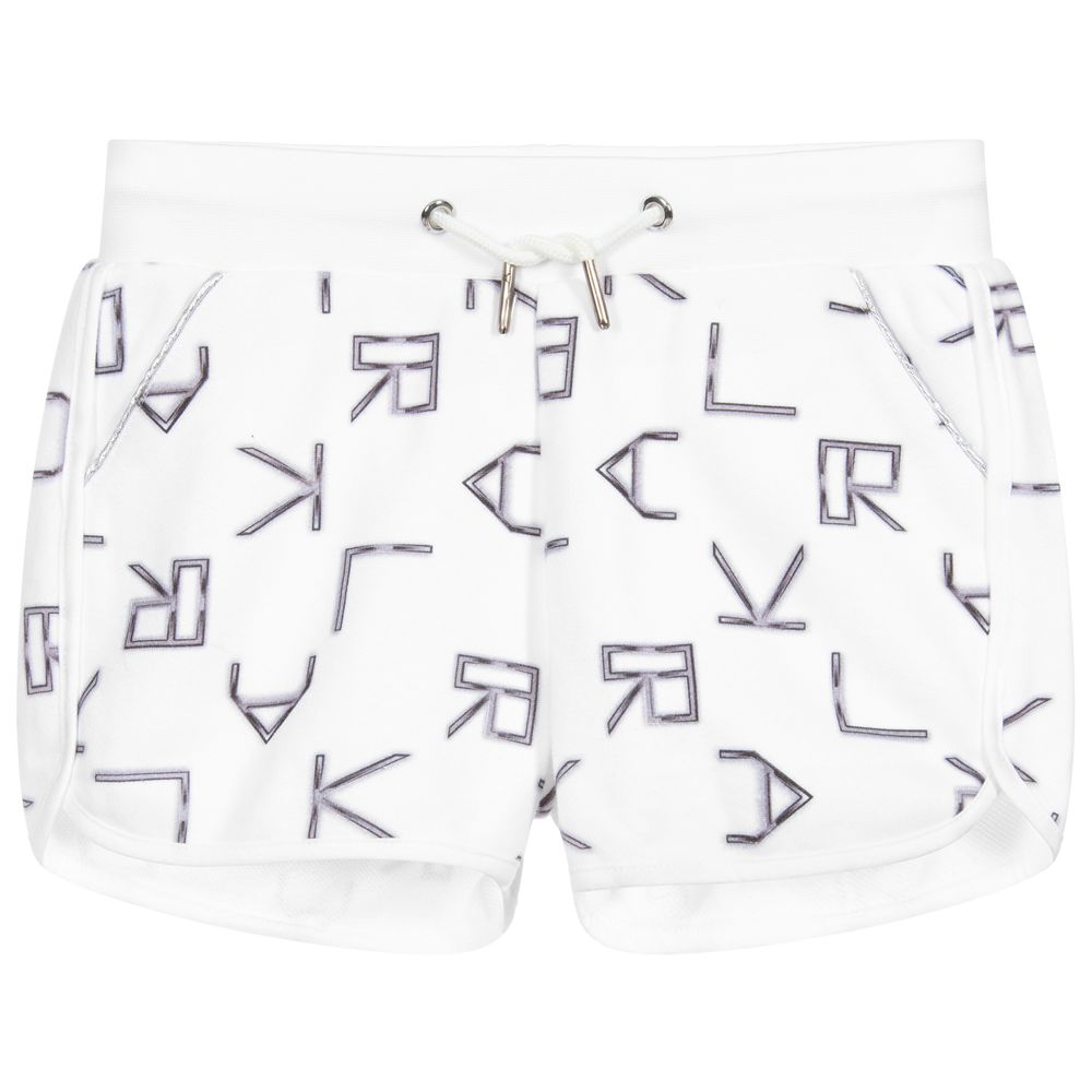 KARL LAGERFELD KIDS - White Tetris Logo Shorts | Childrensalon