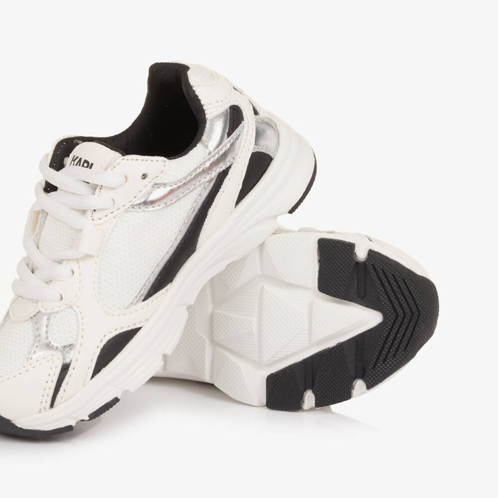KARL LAGERFELD KIDS-White trainers with silver trim | Childrensalon Outlet