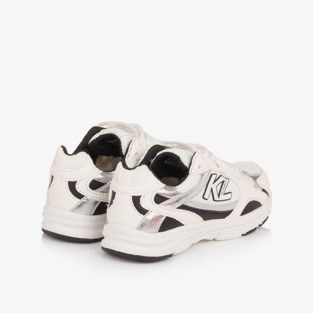 KARL LAGERFELD KIDS-White trainers with silver trim | Childrensalon Outlet