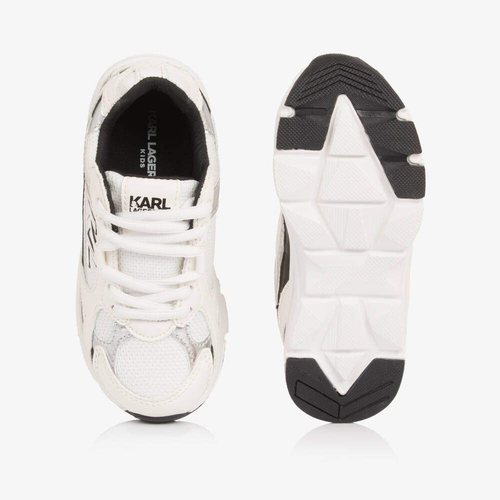 KARL LAGERFELD KIDS-White trainers with silver trim | Childrensalon Outlet
