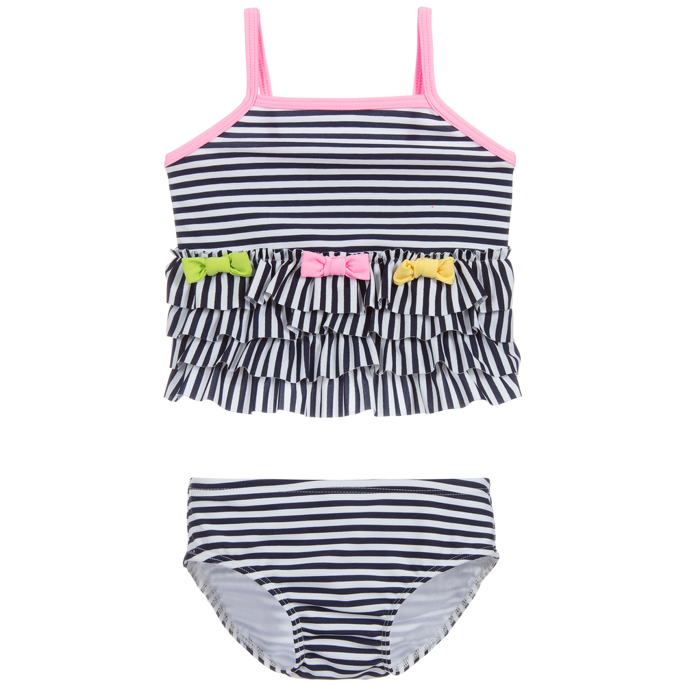 Kate Mack & Biscotti - Blue & White Tankini (UPF 50+) | Childrensalon