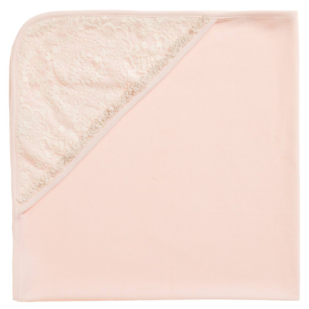 Kate Mack & Biscotti-Pink Lace Trim Blanket (68cm) | Childrensalon Outlet