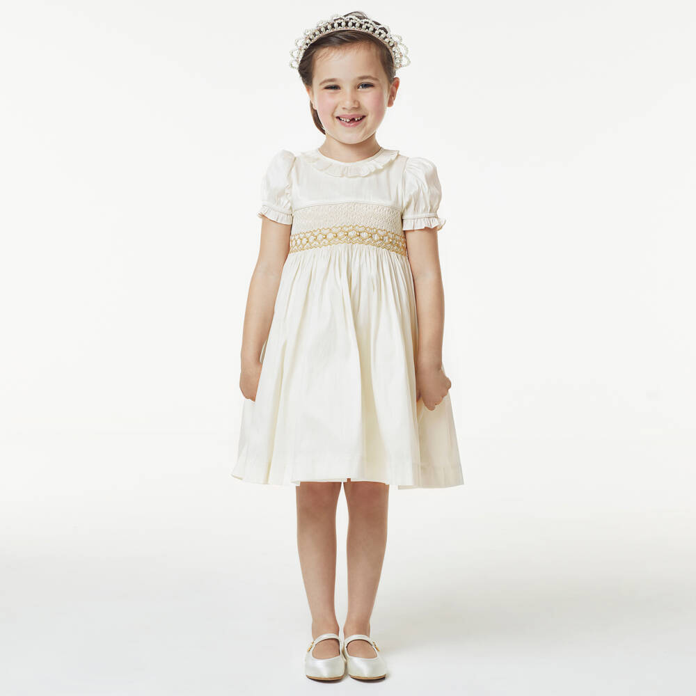 Katz-Girls Ivory Satin Bar Shoes | Childrensalon Outlet