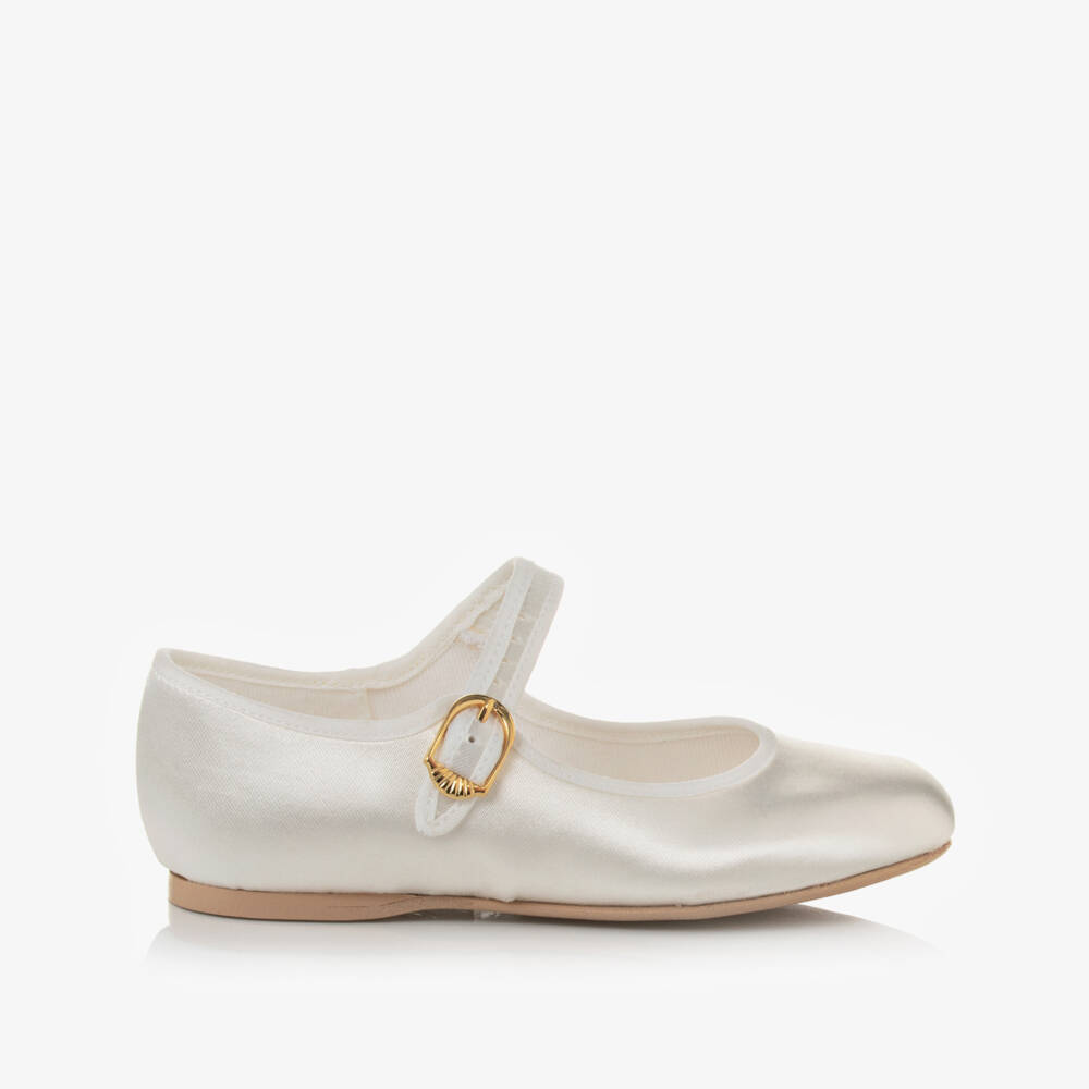Katz-Girls Ivory Satin Bar Shoes | Childrensalon Outlet