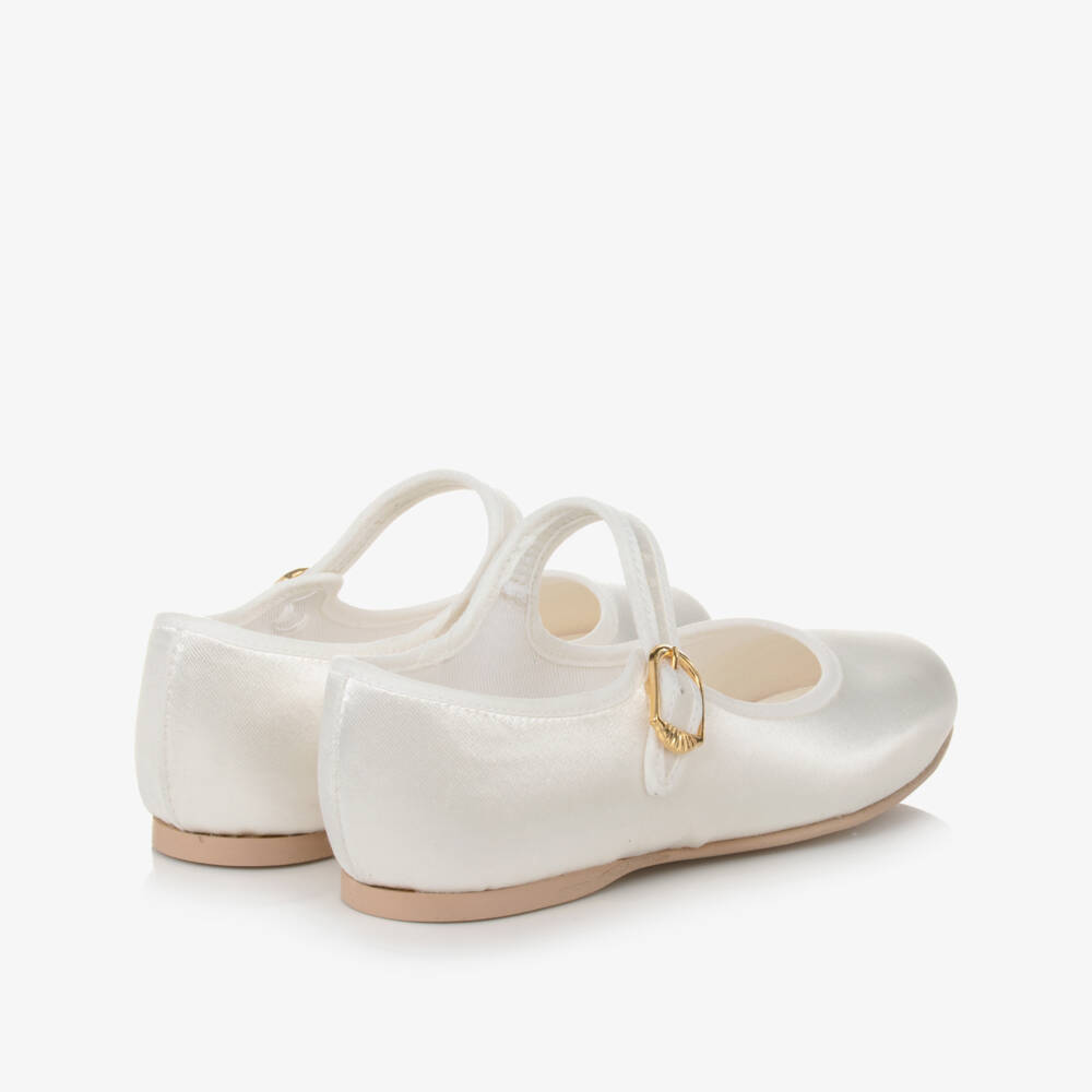 Katz-Girls Ivory Satin Bar Shoes | Childrensalon Outlet