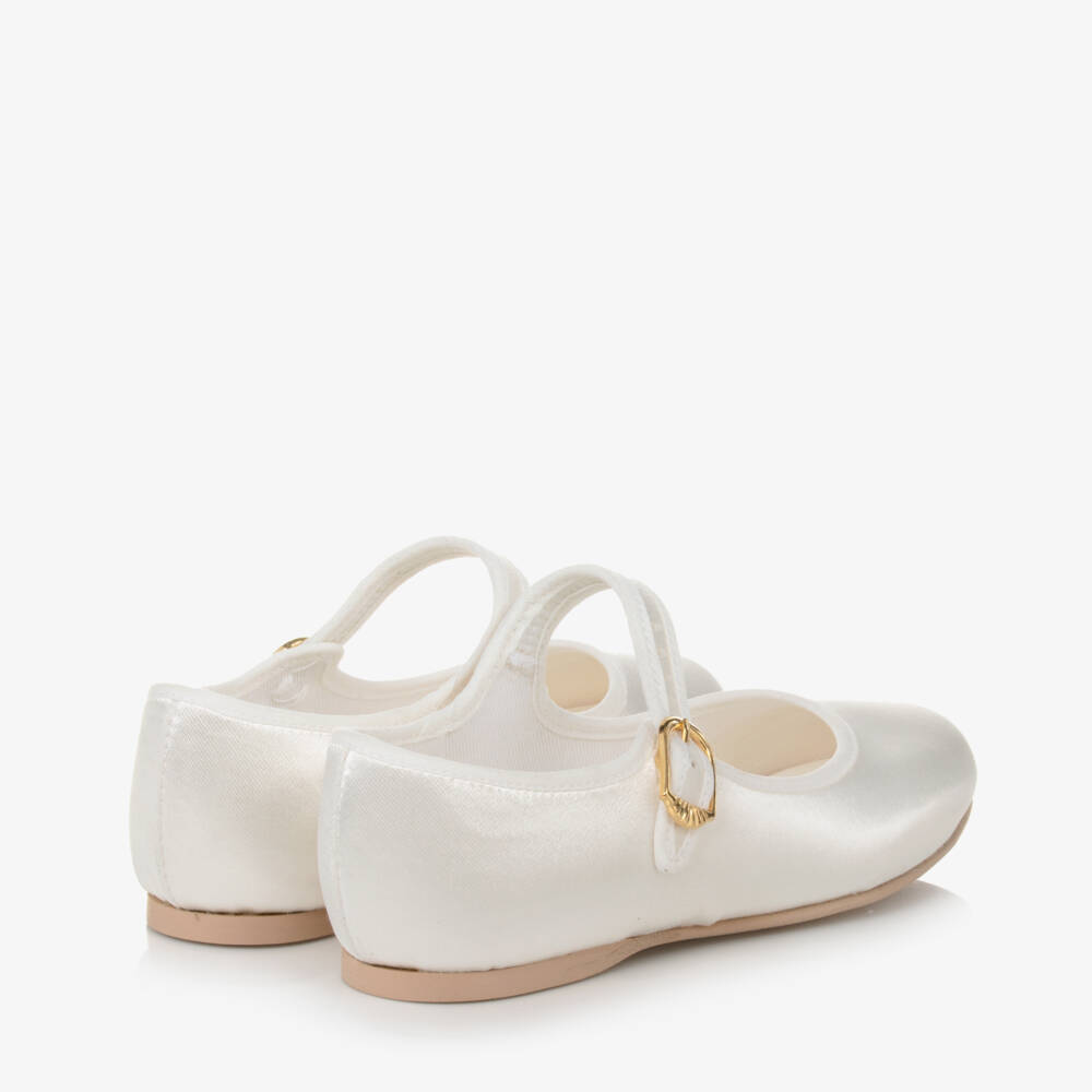 Katz-Girls Ivory Satin Bar Shoes | Childrensalon Outlet