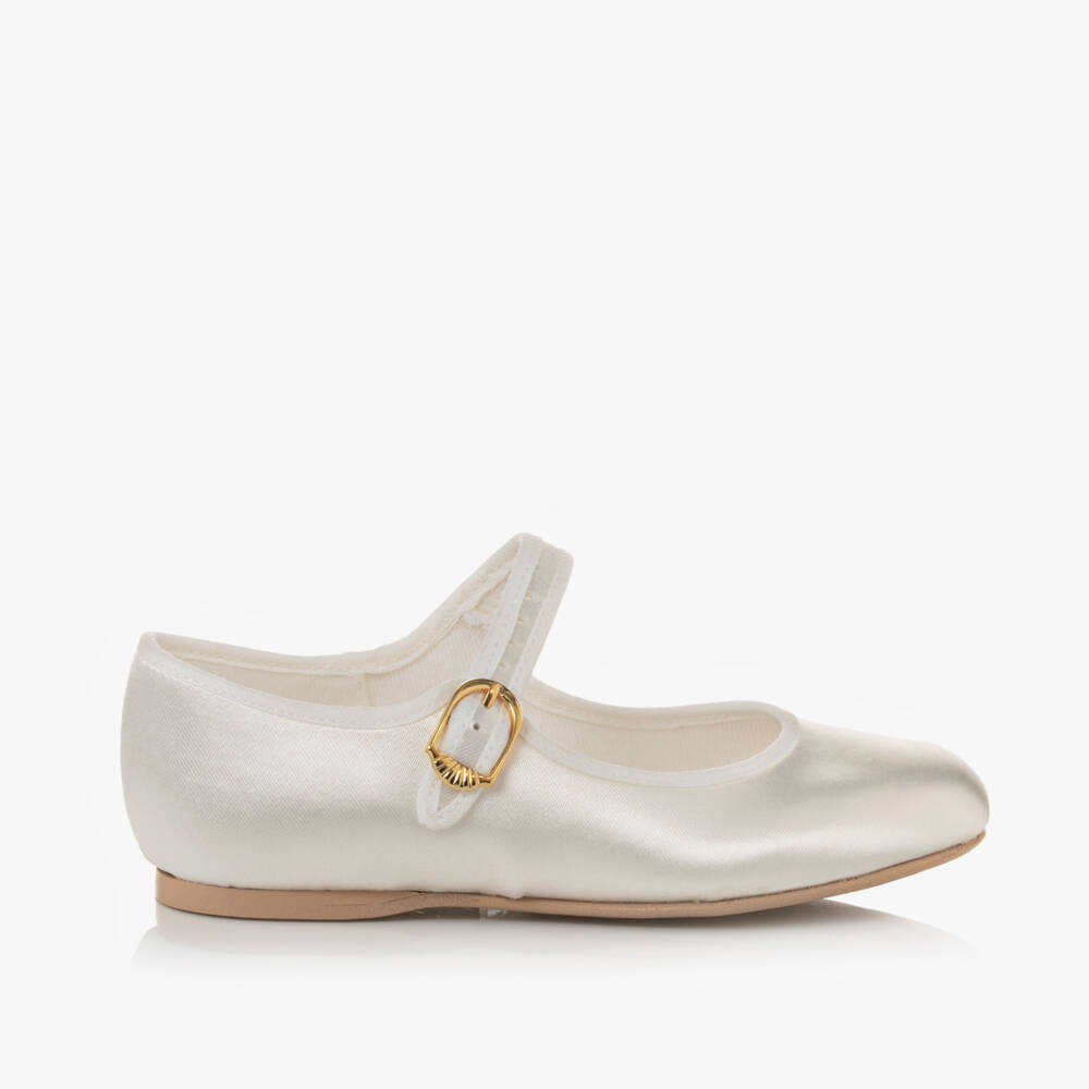 Katz-Girls Ivory Satin Bar Shoes | Childrensalon Outlet