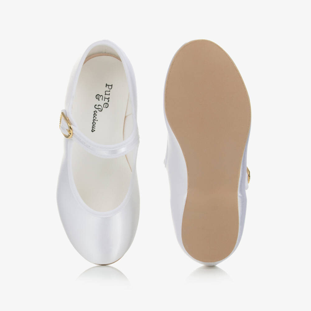 Katz-Girls White Satin Bar Shoes | Childrensalon Outlet