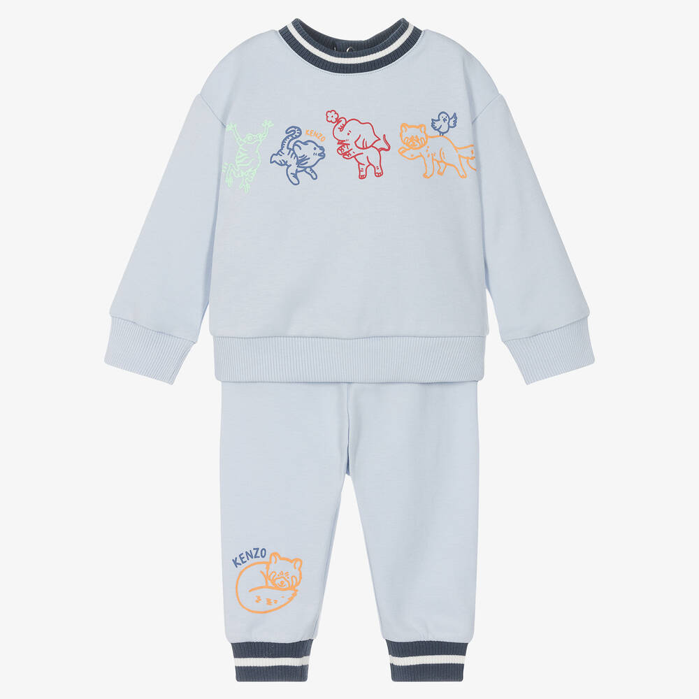 KENZO KIDS - بدلة رياضية قطن جيرسي لون أزرق للمواليد | Childrensalon