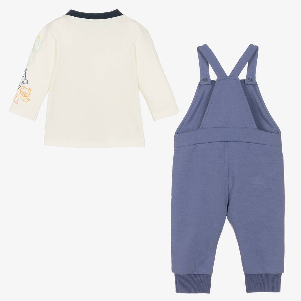 【送料&関税込】Kenzo Cotton Dungarees KENZO KIDS - Baby Boys Blue Cotton Frog Dungaree Set