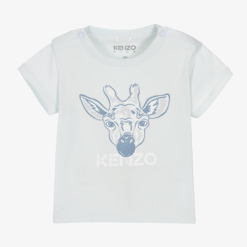 KENZO KIDS - Голубая хлопковая футболка с жирафом | Childrensalon