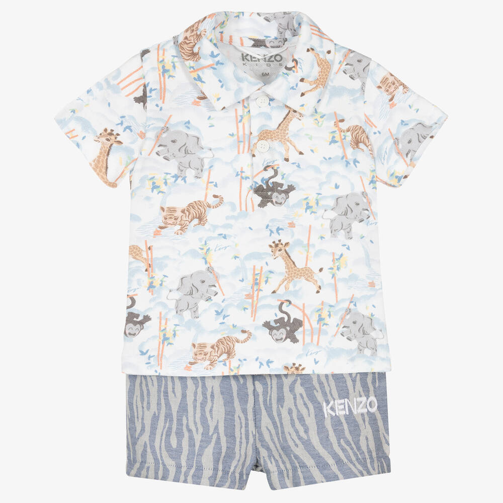 KENZO KIDS - Ensemble short bleu en coton bébé | Childrensalon