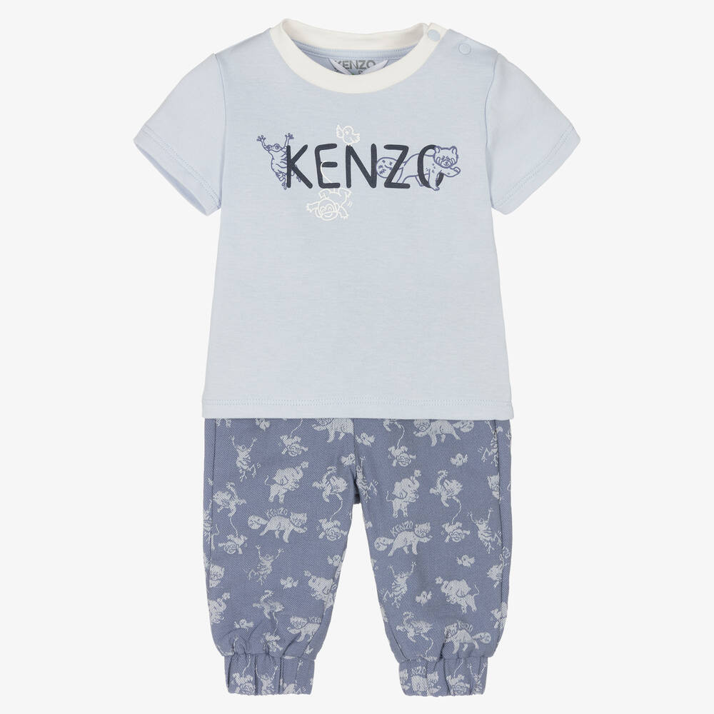 KENZO KIDS - Baby Boys Blue Cotton Trouser Set | Childrensalon