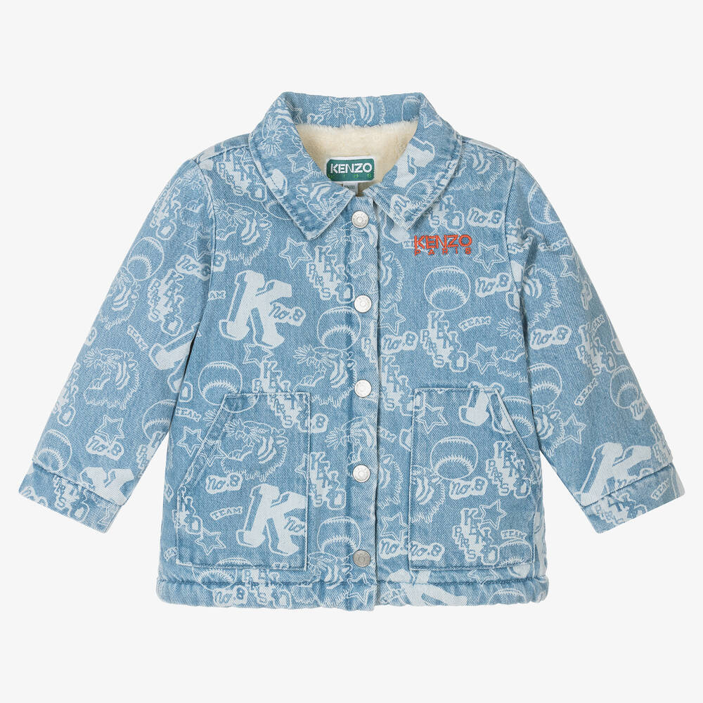 KENZO KIDS-Baby Boys Blue Denim Varsity Tiger Jacket | Childrensalon Outlet