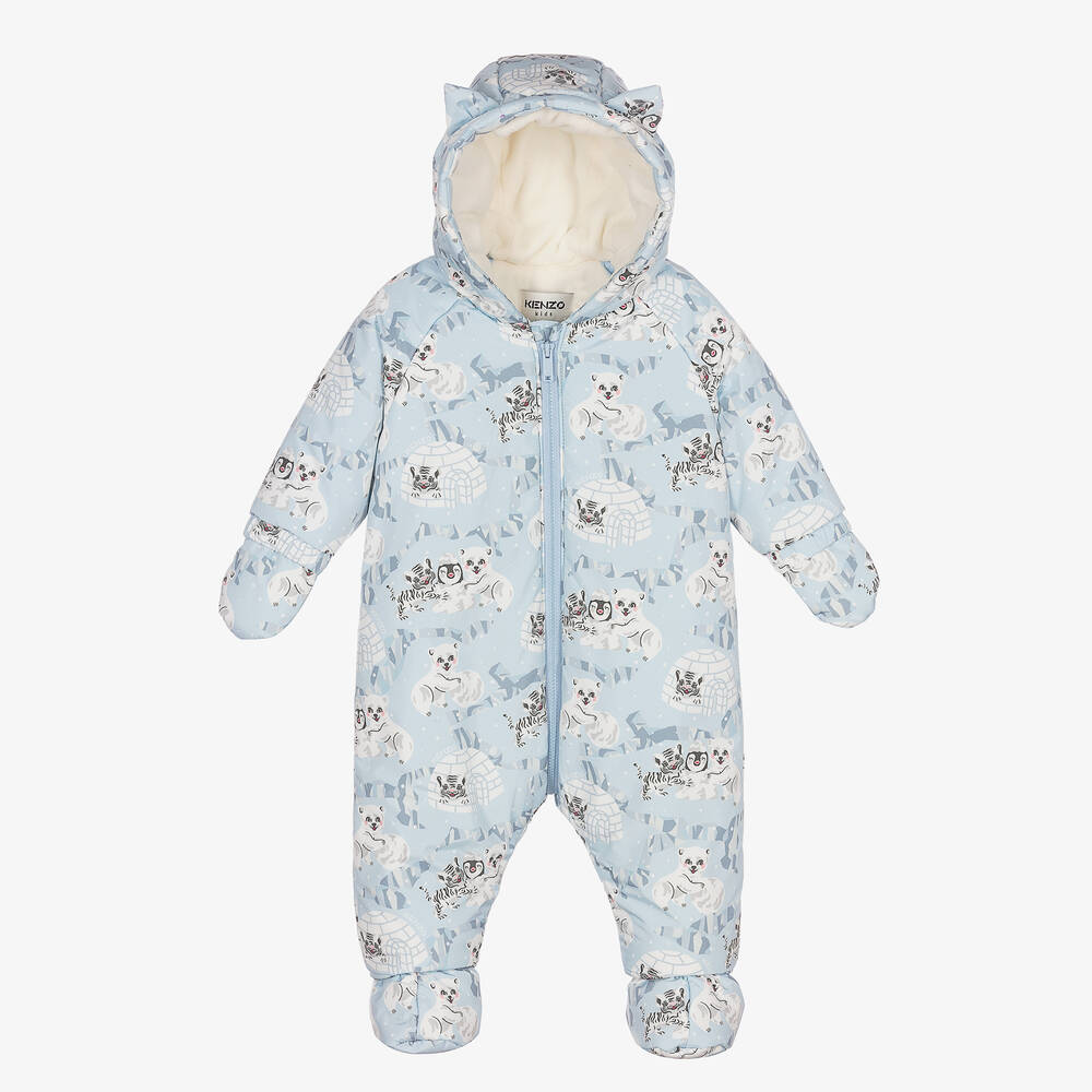 KENZO KIDS - Baby Boys Blue Logo Snowsuit | Childrensalon