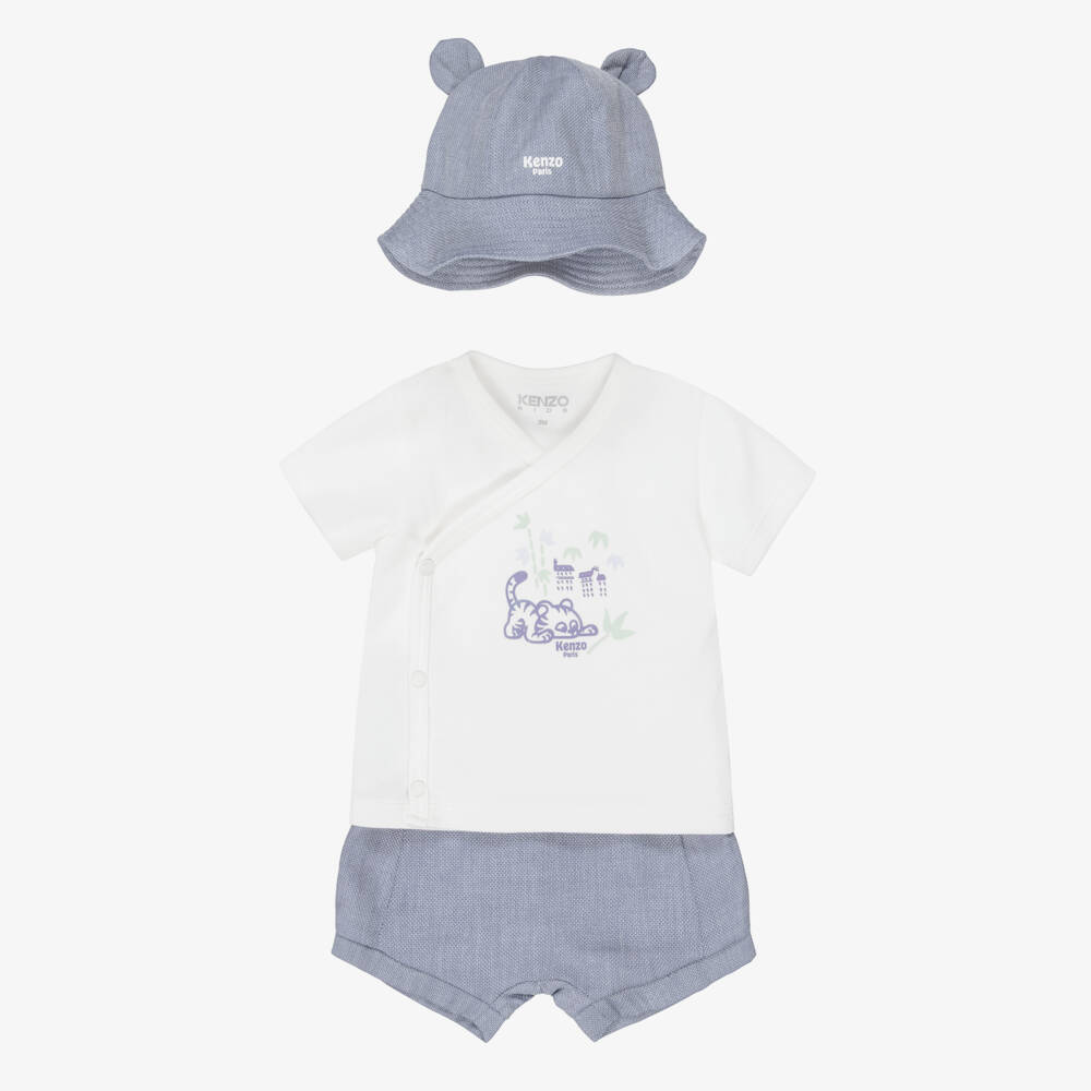KENZO KIDS-Baby Boys Blue & White Shorts Set | Childrensalon Outlet