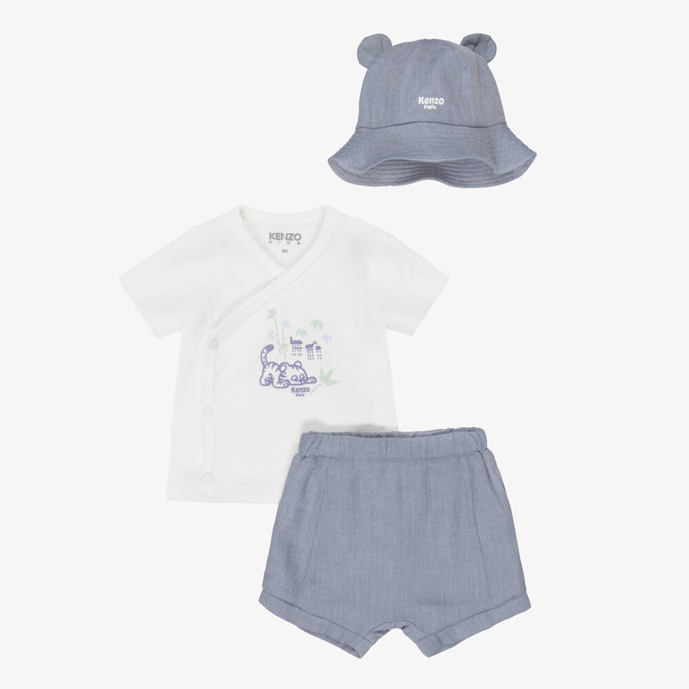 KENZO KIDS-Baby Boys Blue & White Shorts Set | Childrensalon Outlet
