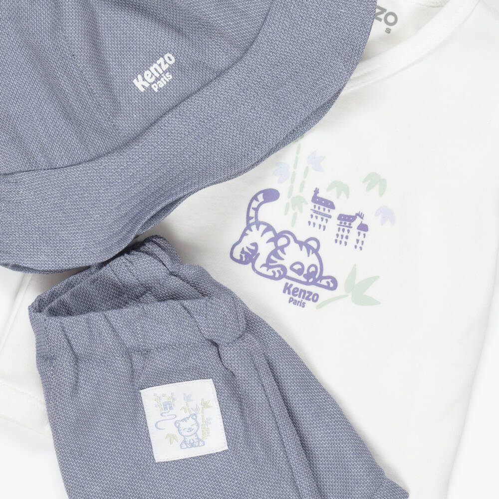 KENZO KIDS-Baby Boys Blue & White Shorts Set | Childrensalon Outlet