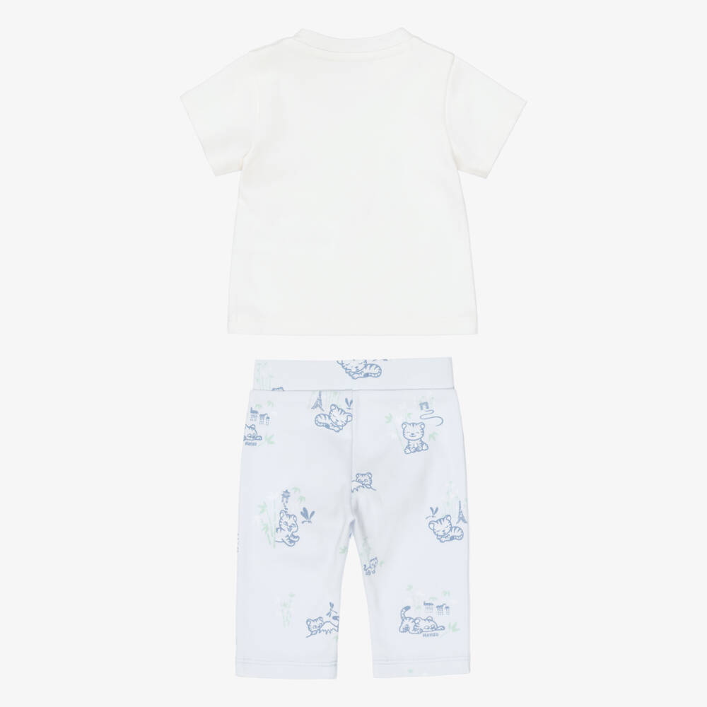KENZO KIDS-Baby Boys Off-White & Pale Blue Trouser Set | Childrensalon Outlet