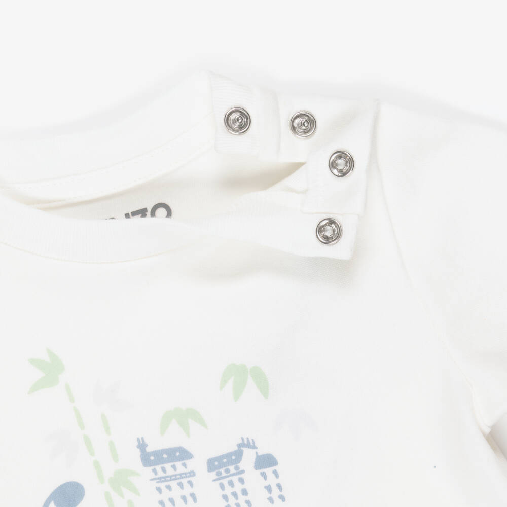 KENZO KIDS-Baby Boys Off-White & Pale Blue Trouser Set | Childrensalon Outlet