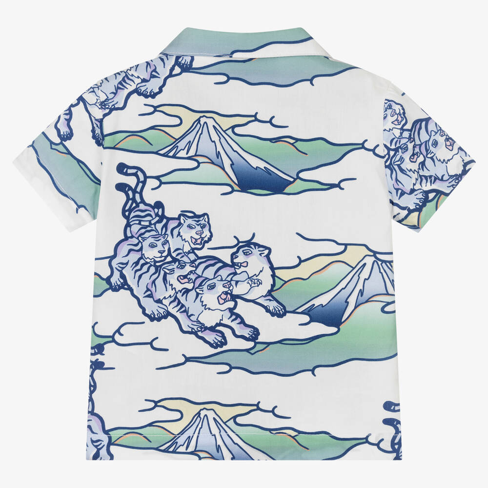 KENZO KIDS-Бело-голубая хлопковая рубашка | Childrensalon Outlet