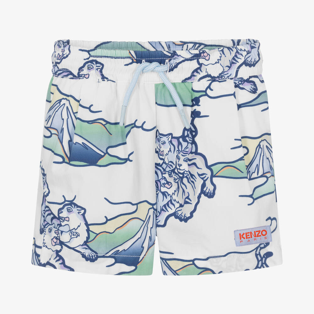 KENZO KIDS - Short bleu et blanc en coton bébé | Childrensalon