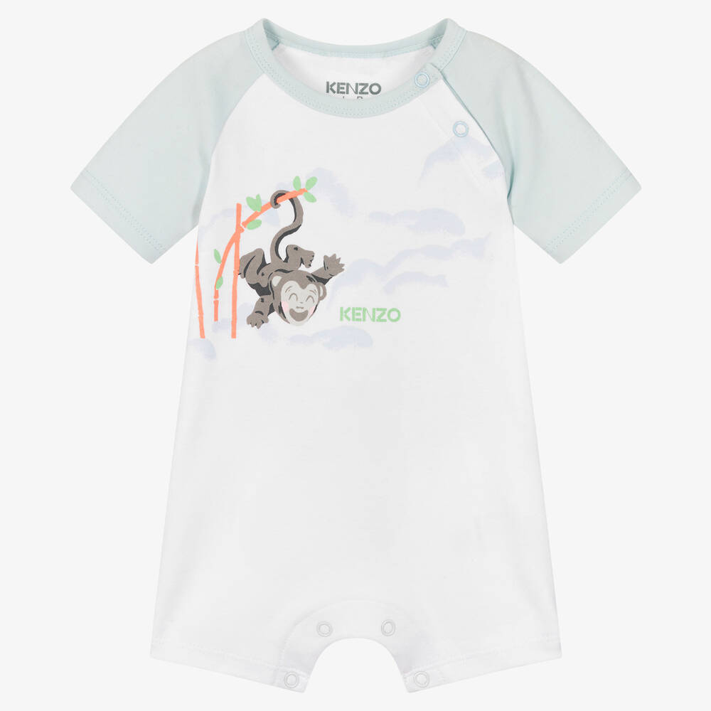 KENZO KIDS - Baby Boys White & Blue Logo Shortie | Childrensalon