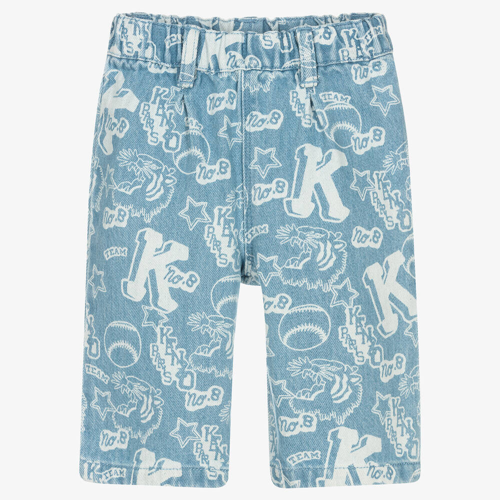 KENZO KIDS - Baby Girls Blue Denim Baseball Print Jeans | Childrensalon