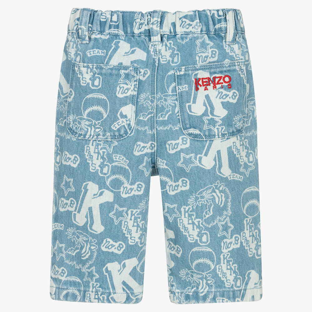 KENZO KIDS-جينز أطفال بناتي قطن دنيم لون أزرق فاتح | Childrensalon Outlet