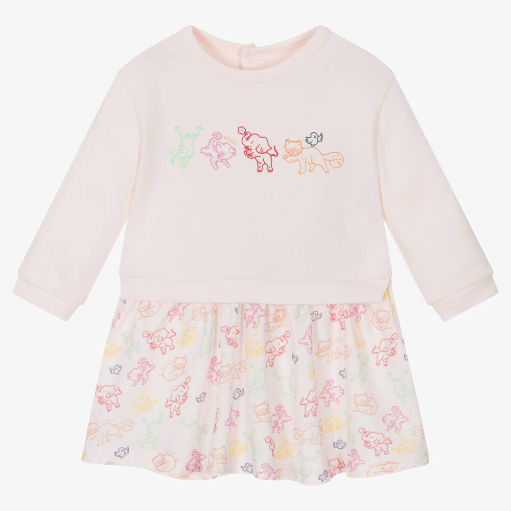 KENZO KIDS - Baby Girls Pale Pink Cotton Dress | Childrensalon