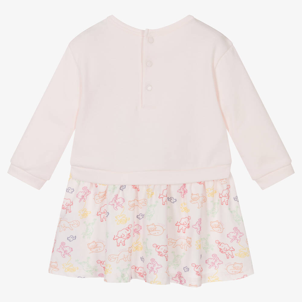 KENZO KIDS-فستان قطن تويل لون زهري باهت للمولودات | Childrensalon Outlet