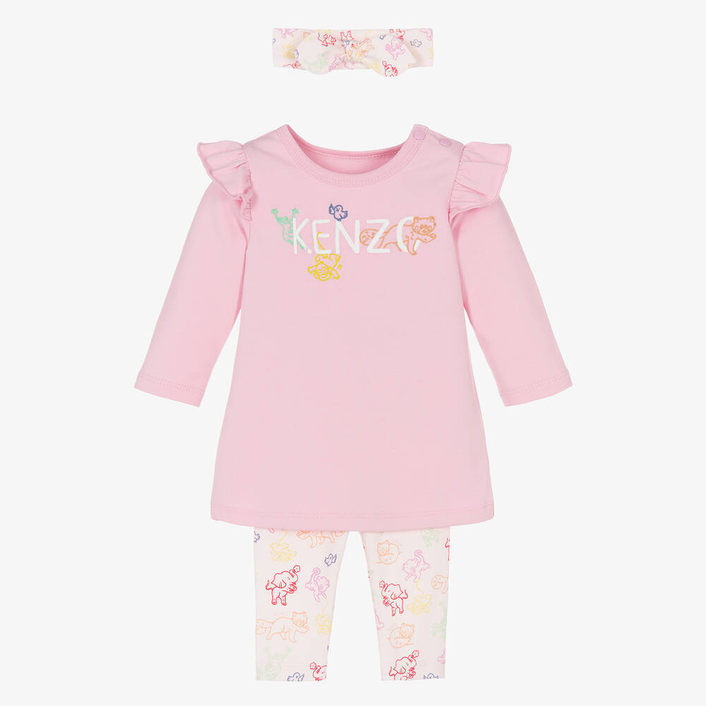 KENZO KIDS - Baby Girls Pink Cotton Dress Set | Childrensalon
