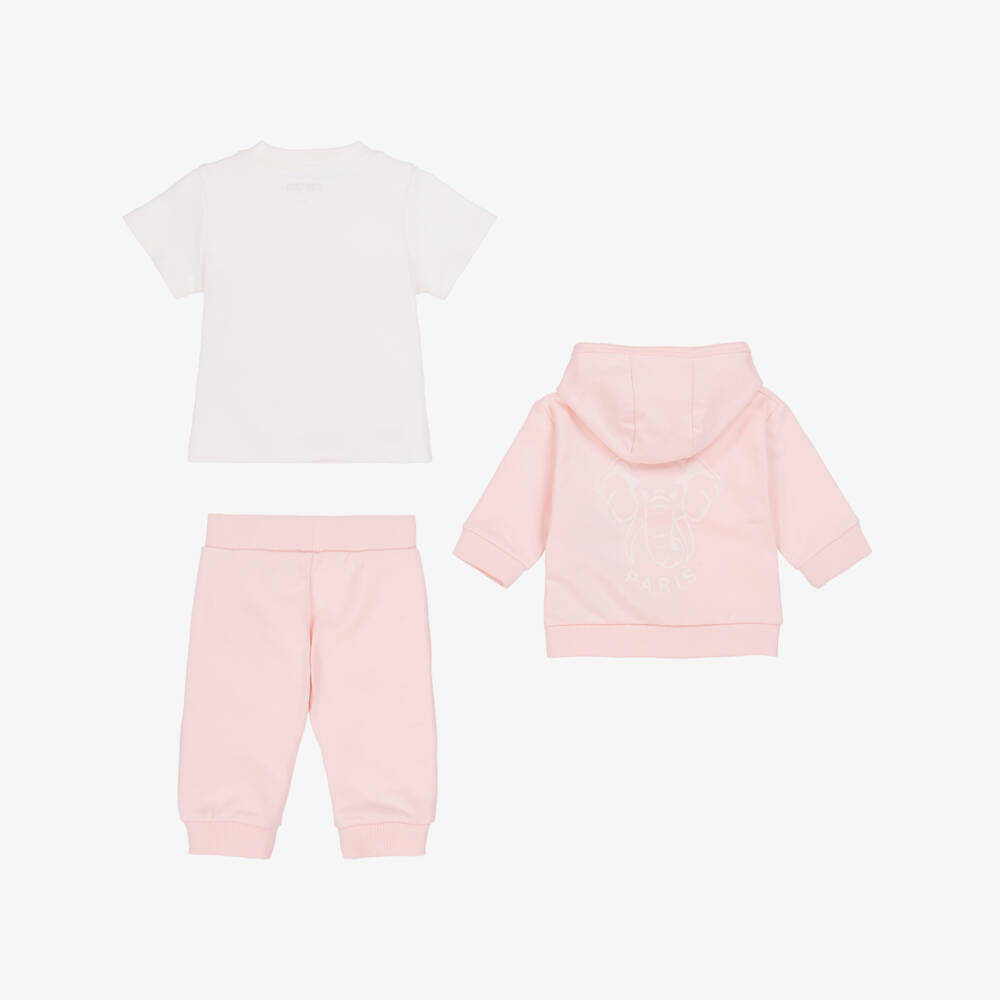 KENZO KIDS-Baby Girls Pink Cotton Elephant Tracksuit Set | Childrensalon Outlet