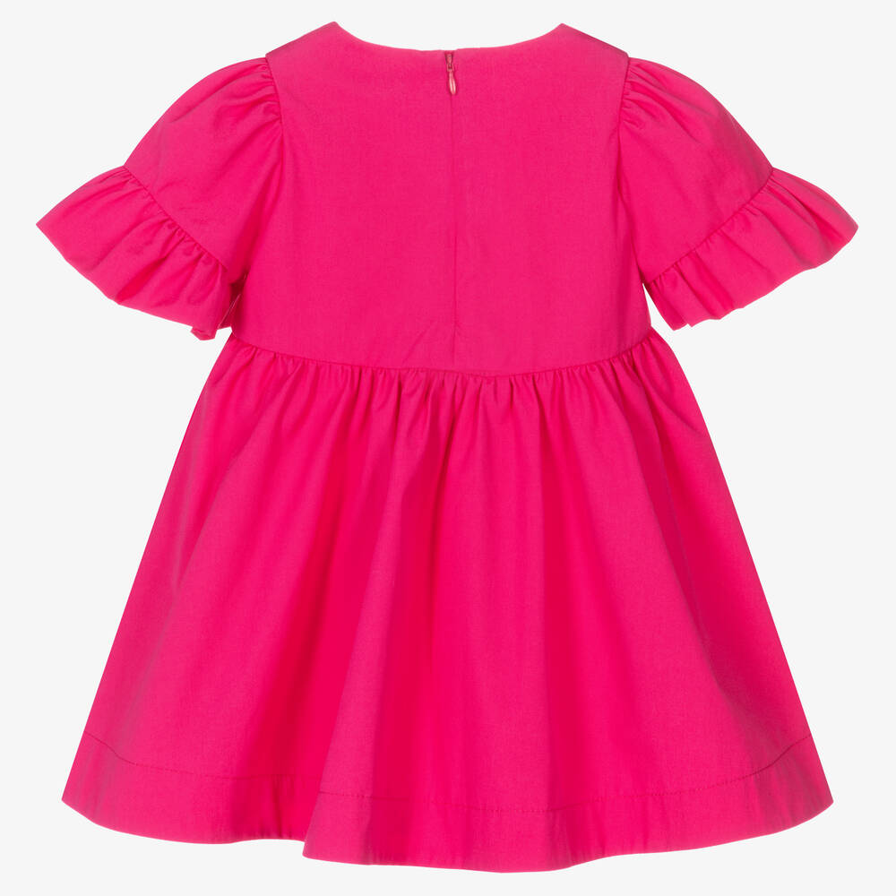 KENZO KIDS-فستان أطفال بناتي قطن بوبلين لون زهري فوشيا | Childrensalon Outlet