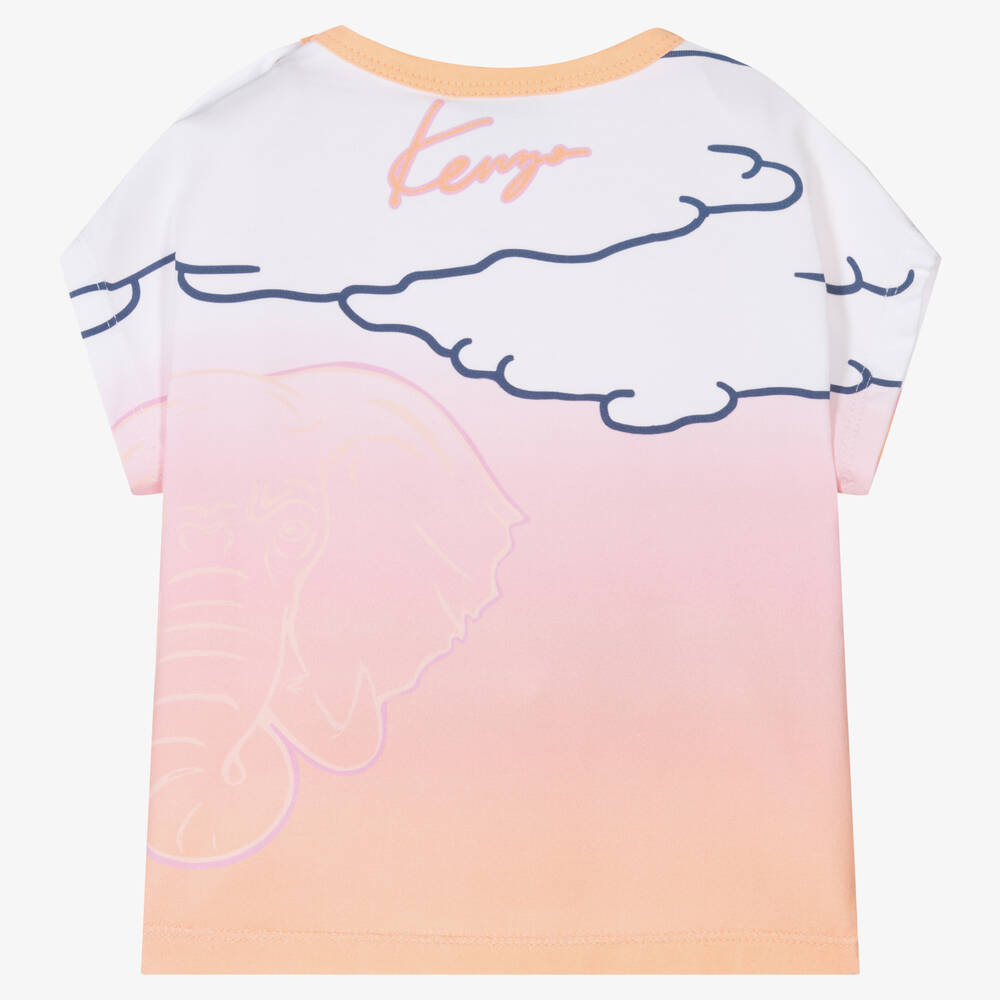 KENZO KIDS Baby Girls Pink Cotton Logo T Shirt Childrensalon