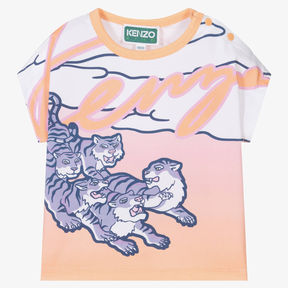 KENZO KIDS - T-shirt rose en coton bébé fille | Childrensalon