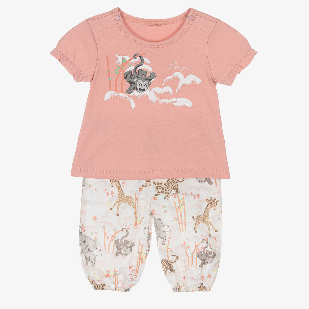 KENZO KIDS - Rosa Baby-Baumwolltop & Hosen Set | Childrensalon